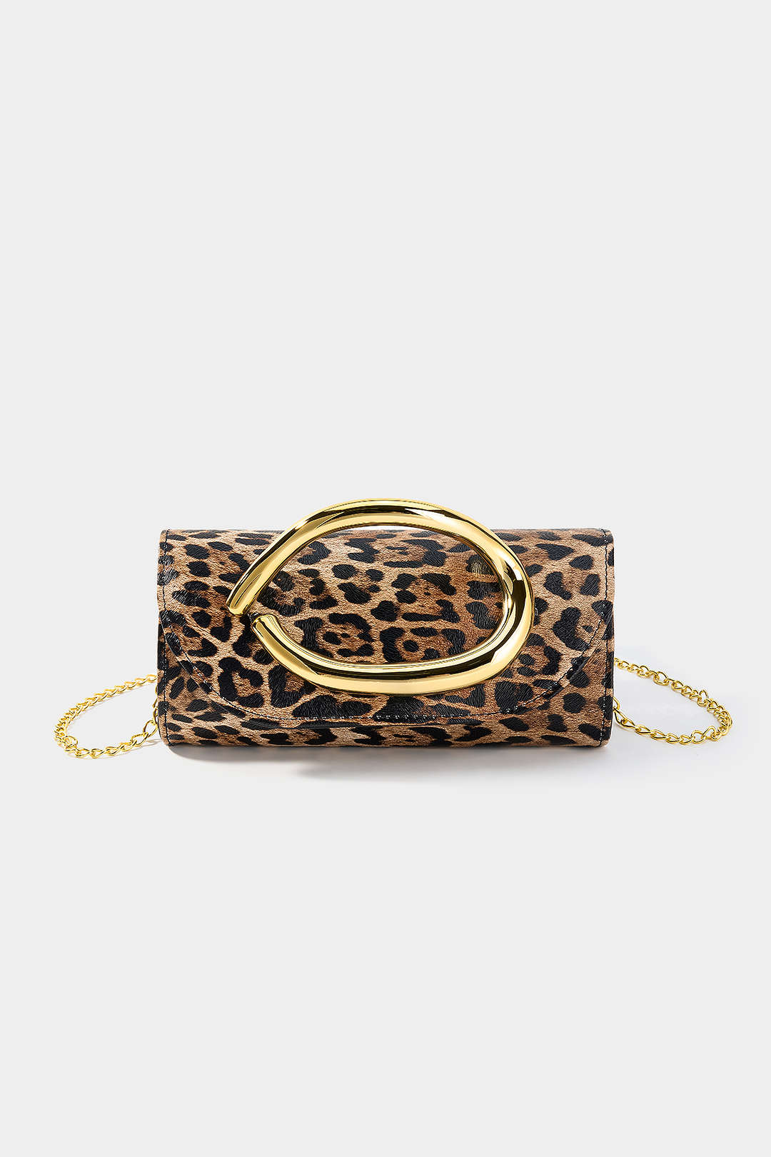 Voralis metallic faux leather clutch bag - front view