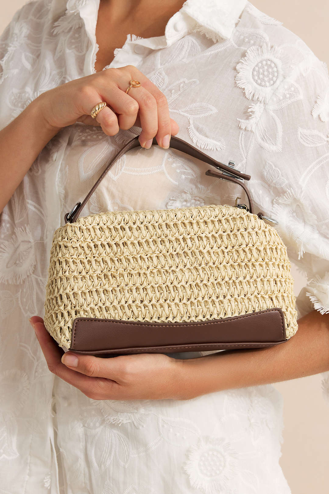 Voralis beige crossbody bag - lifestyle shot