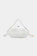 Voralis white pearl chain shell crossbody bag - front view