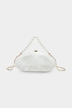 Voralis white pearl chain shell crossbody bag - front view