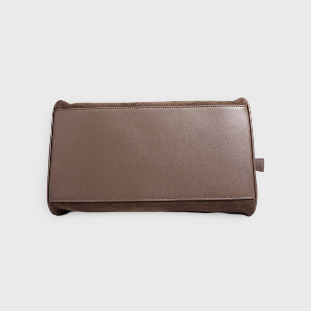Voralis brown suede leather bag - lifestyle shot