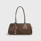 Voralis Lulu brown suede leather shoulder bag - front view