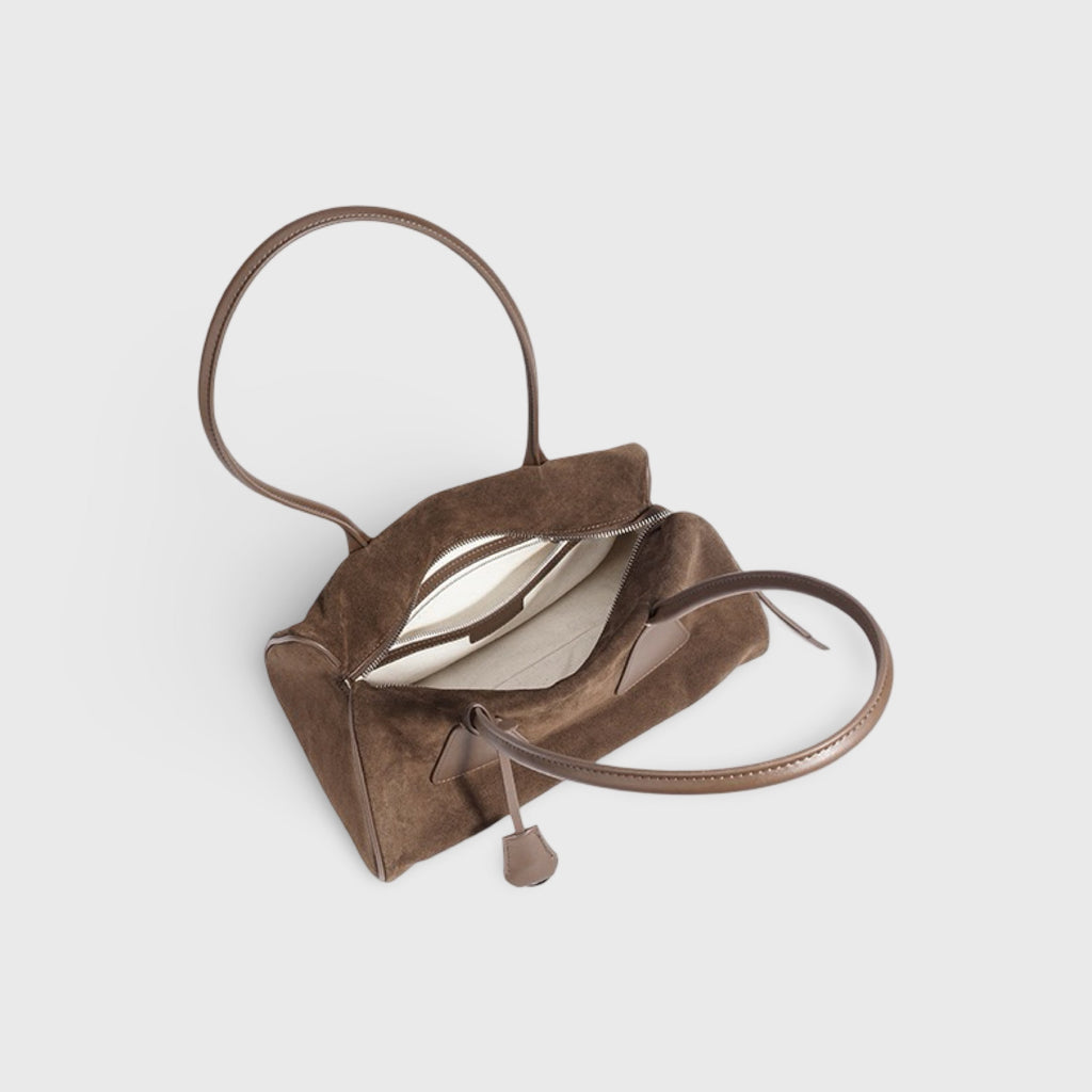 Voralis suede leather bag - side profile view