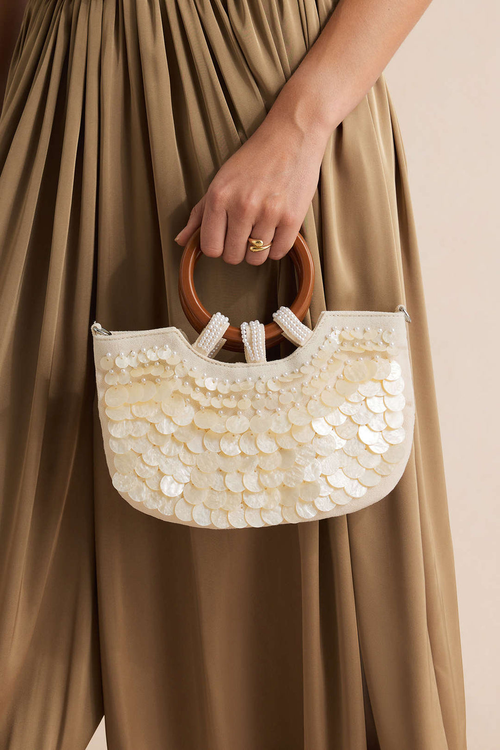 Voralis white clutch bag - side profile view