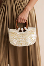 Voralis white clutch bag - side profile view