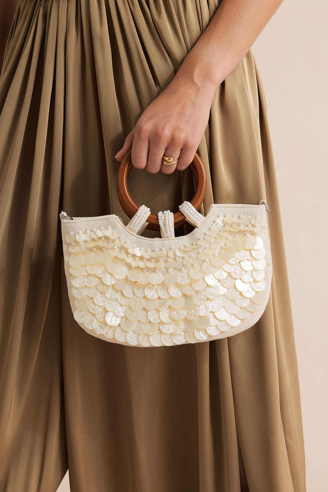 Voralis white clutch bag - side profile view