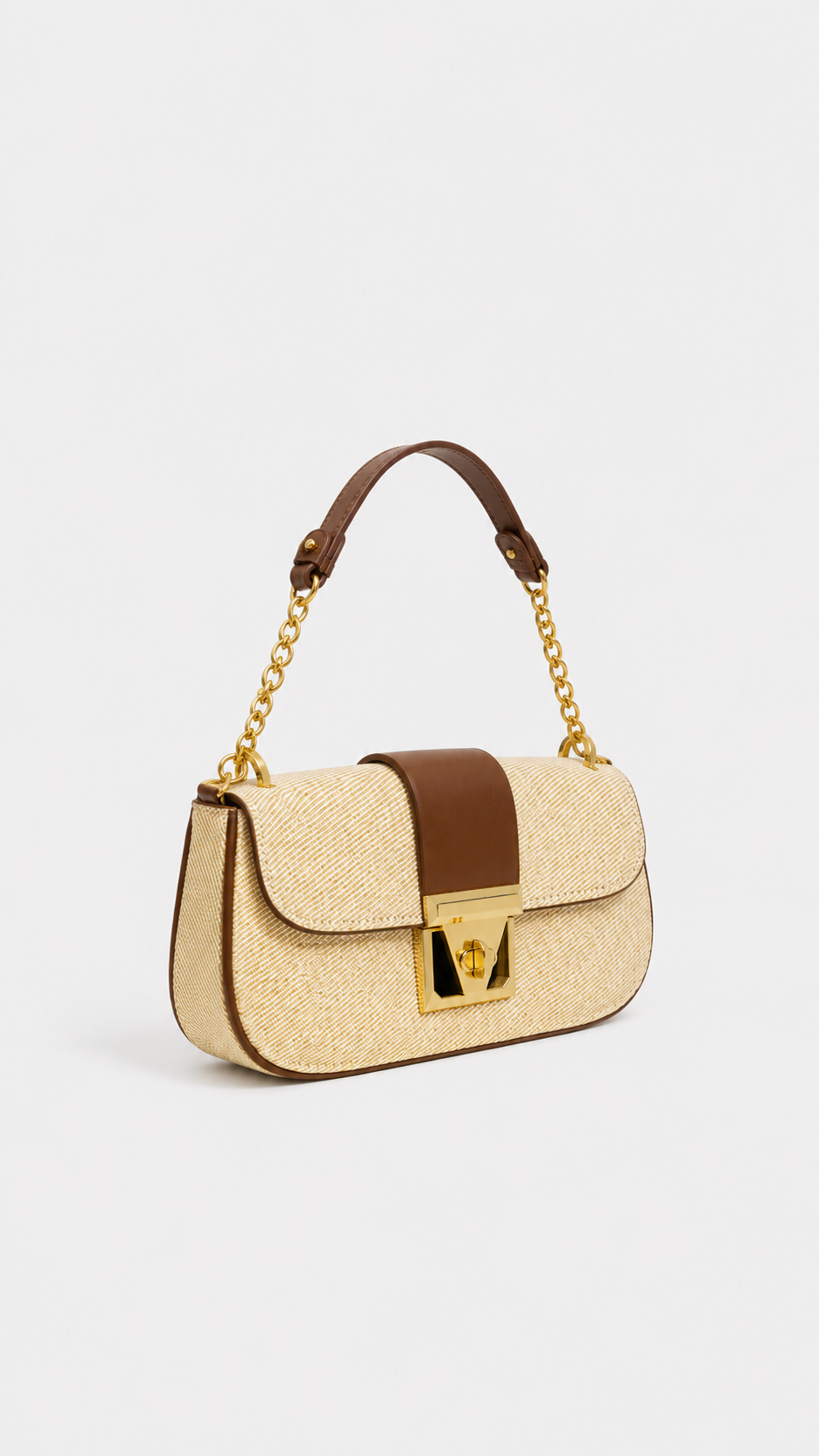 Voralis beige clutch bag - lifestyle shot