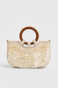 Voralis white pearl shell clutch bag - front view