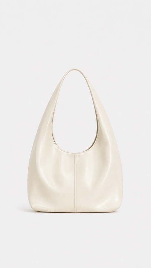 Voralis white faux leather shoulder bag - front view