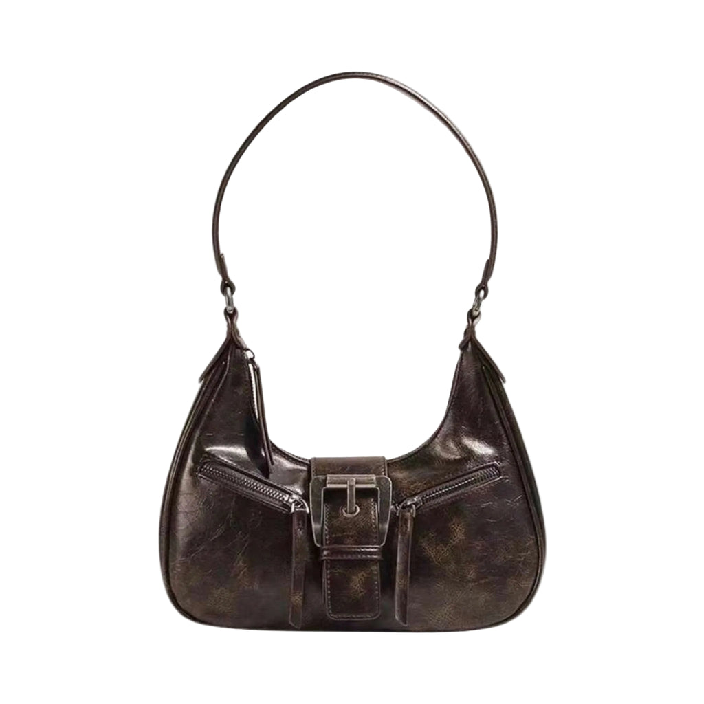 Voralis Jenice brown vegan leather crossbody bag - front view
