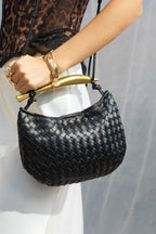 Voralis black faux leather tote bag - lifestyle shot
