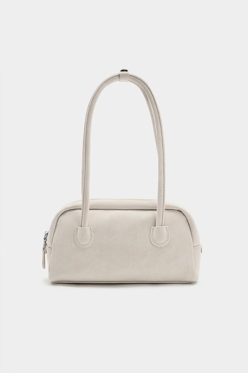 Voralis ivory faux leather shoulder bag - front view