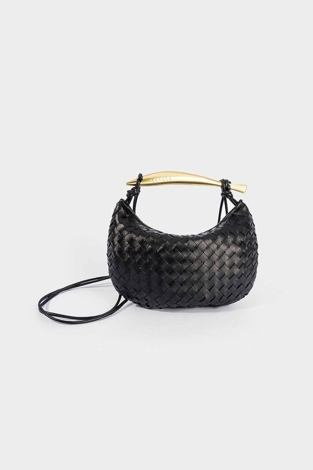 Voralis black woven faux leather tote bag - front view