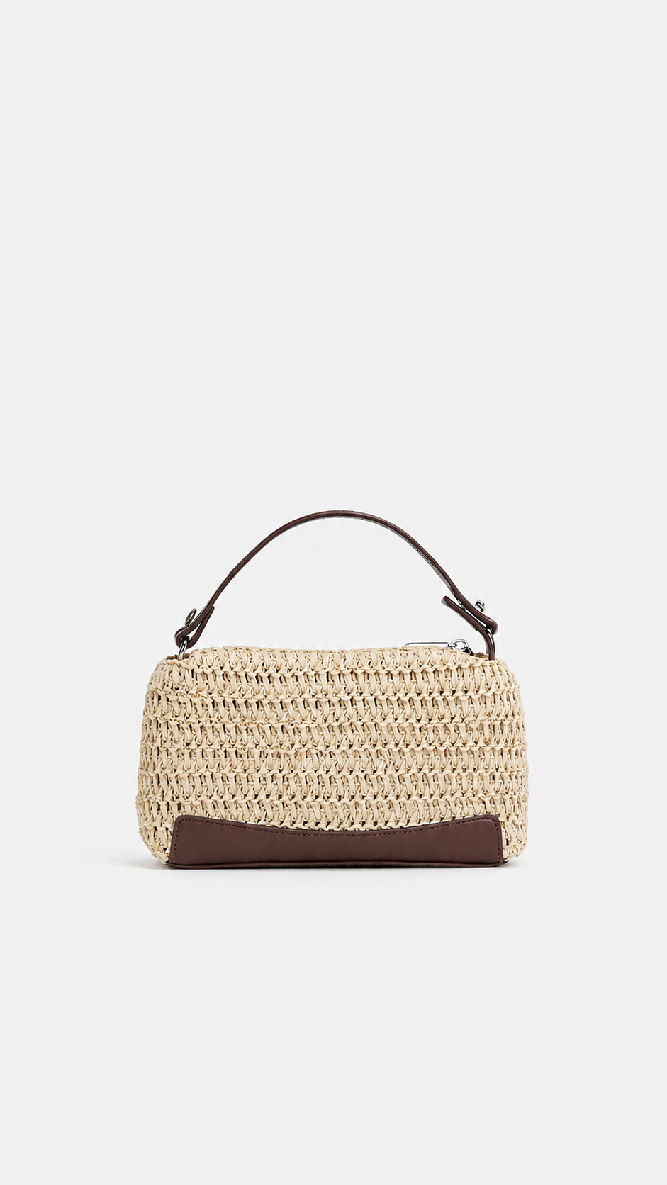Voralis beige woven patchwork crossbody bag - front view